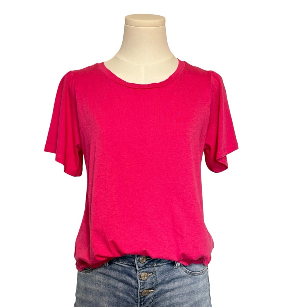 Women's Fuchsia Short Sleeve Crewneck Top